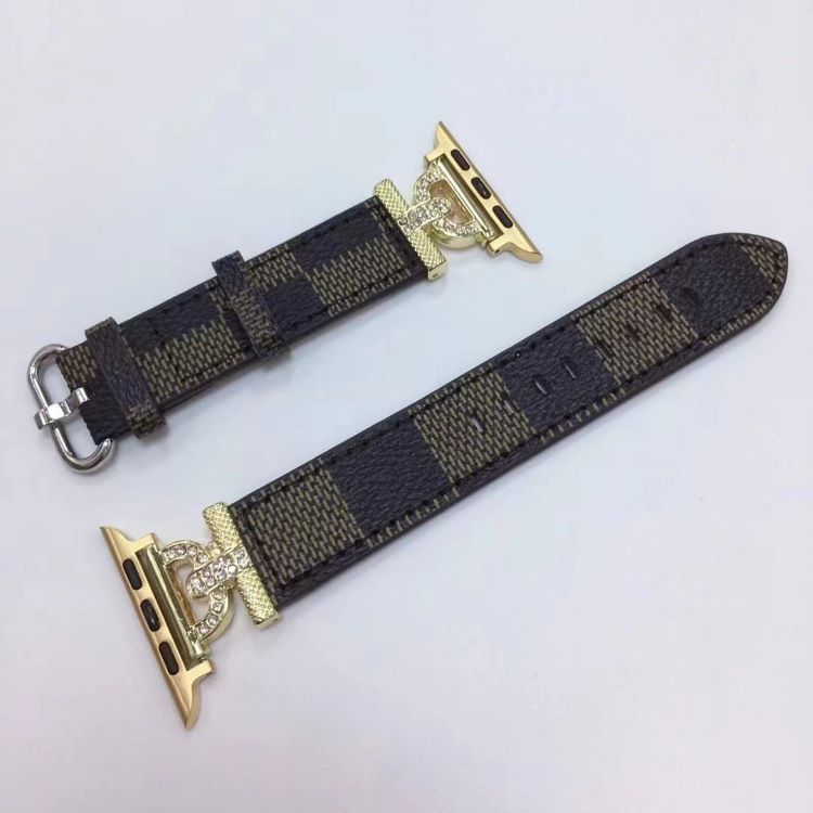 Diamond-encrusted Leather Watch Band