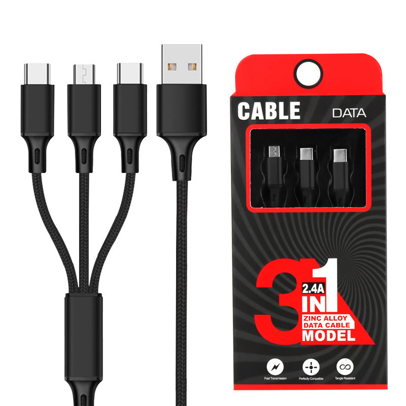 One for three charging cable data cable