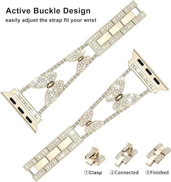 Metal Diamond Butterfly Watch Band