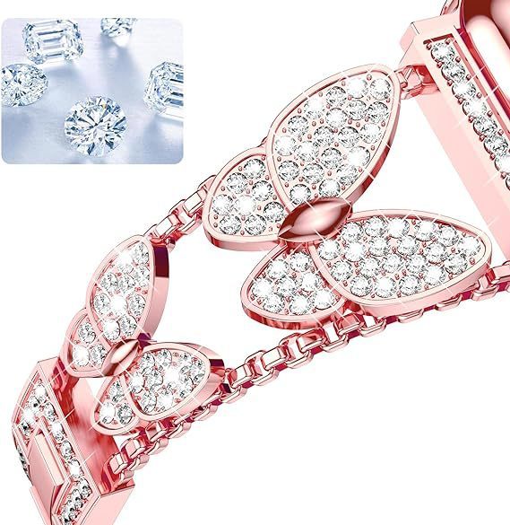 Metal Diamond Butterfly Watch Band