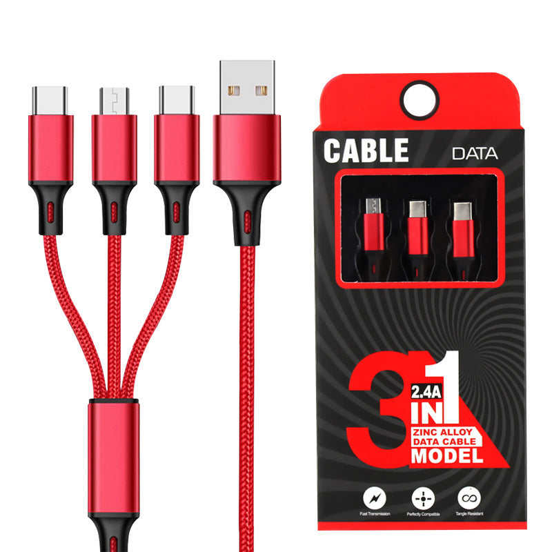 One for three charging cable data cable