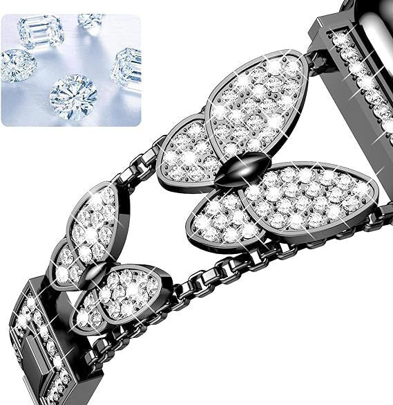 Metal Diamond Butterfly Watch Band