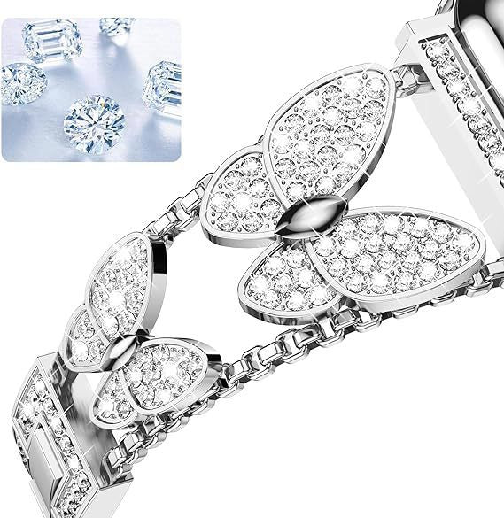 Metal Diamond Butterfly Watch Band