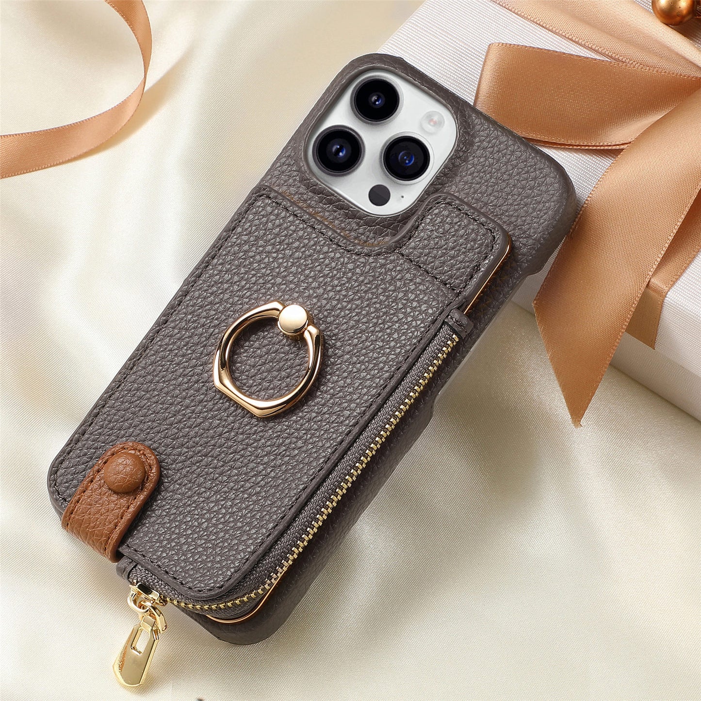 Suitable For 16 Phone Case Ring Bracket Zipper Card Holder