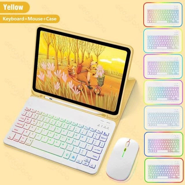 Ipad Protective Case Luminous Bluetooth Keyboard Leather Sheath