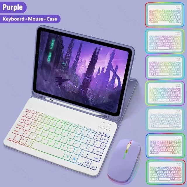 Ipad Protective Case Luminous Bluetooth Keyboard Leather Sheath