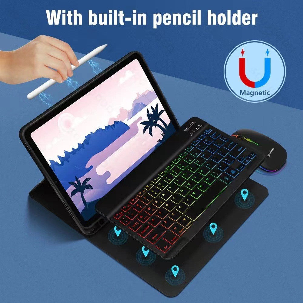 Ipad Protective Case Luminous Bluetooth Keyboard Leather Sheath