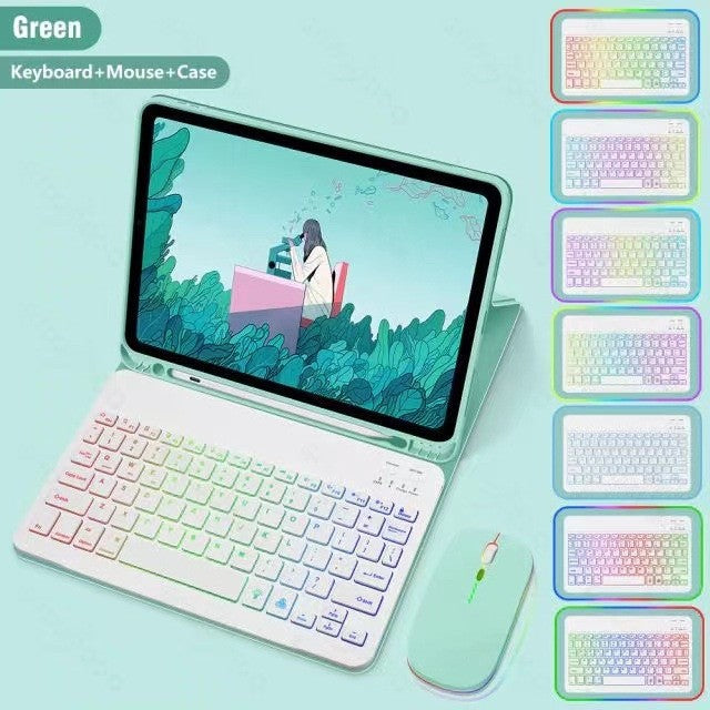 Ipad Protective Case Luminous Bluetooth Keyboard Leather Sheath