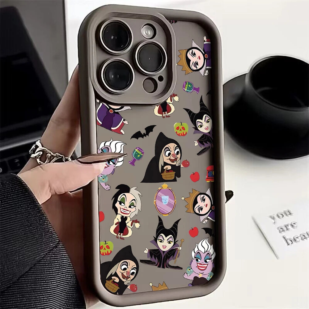 Cute Evils Queens Disneys Princess Phone Case for IPhone 16 15 14 13 12 11 Pro Max Mini XR XS X 7 8 Plus Soft TPU Back Cover