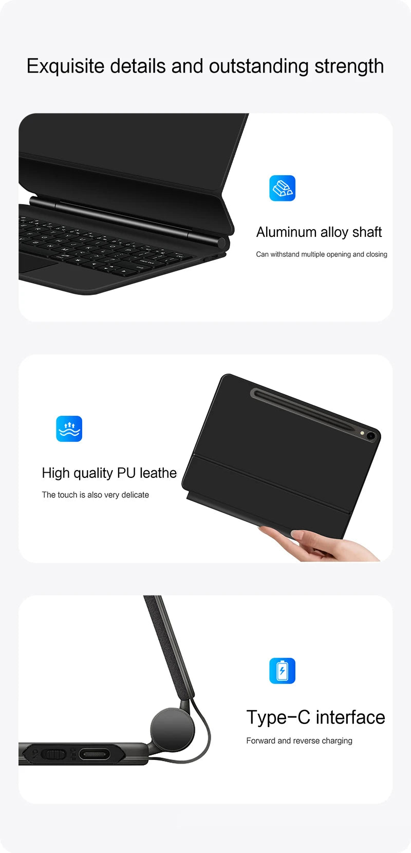 AJIUYU Magic Backlight Keyboard Folio For Samsung Galaxy Tab S9 FE 10.9" S7 S8 S9 11 Inch Smart Magnetic Cover Case TouchPad