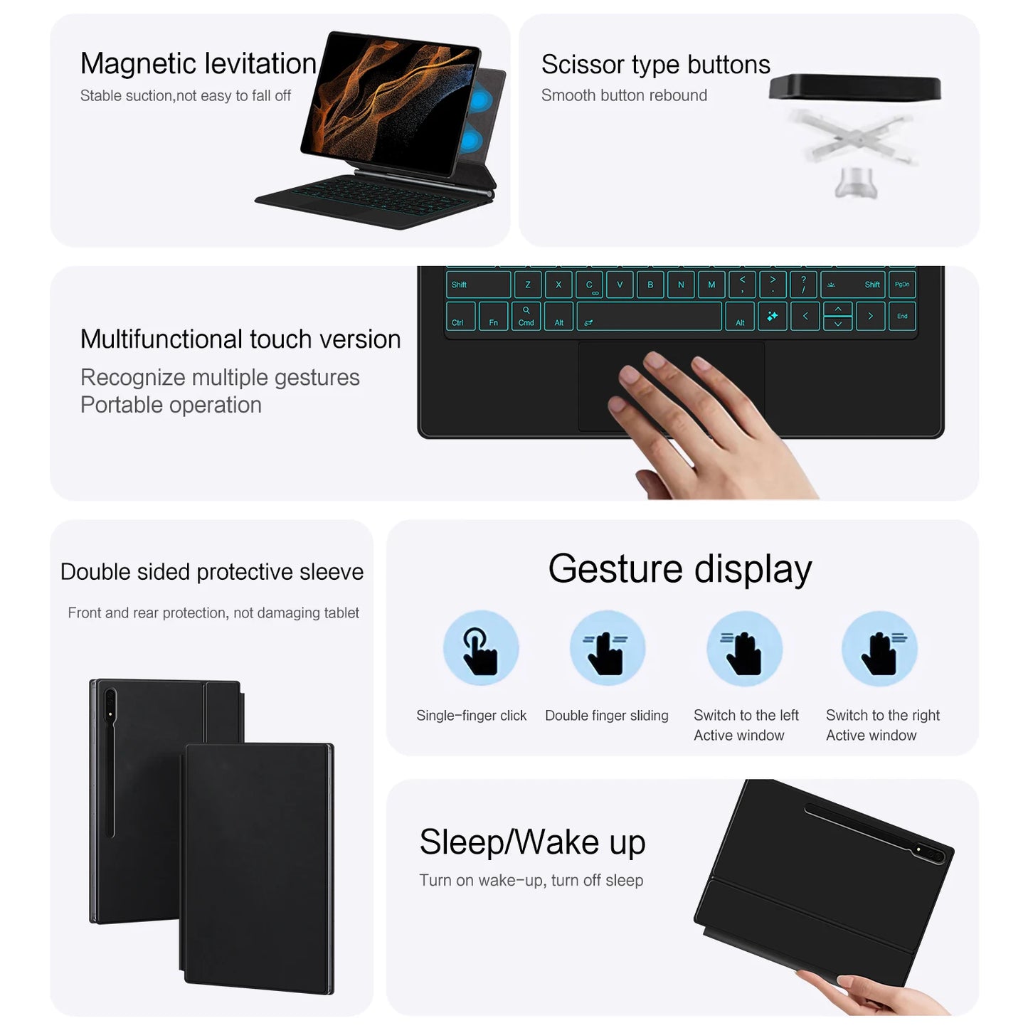 Smart Folio For Samsung Galaxy Tab S10 Ultra S9 Ultra 14.6" Case For Tab S8 Ultra 14.6 In Touchpad Backlit Magic Keyboard Cover