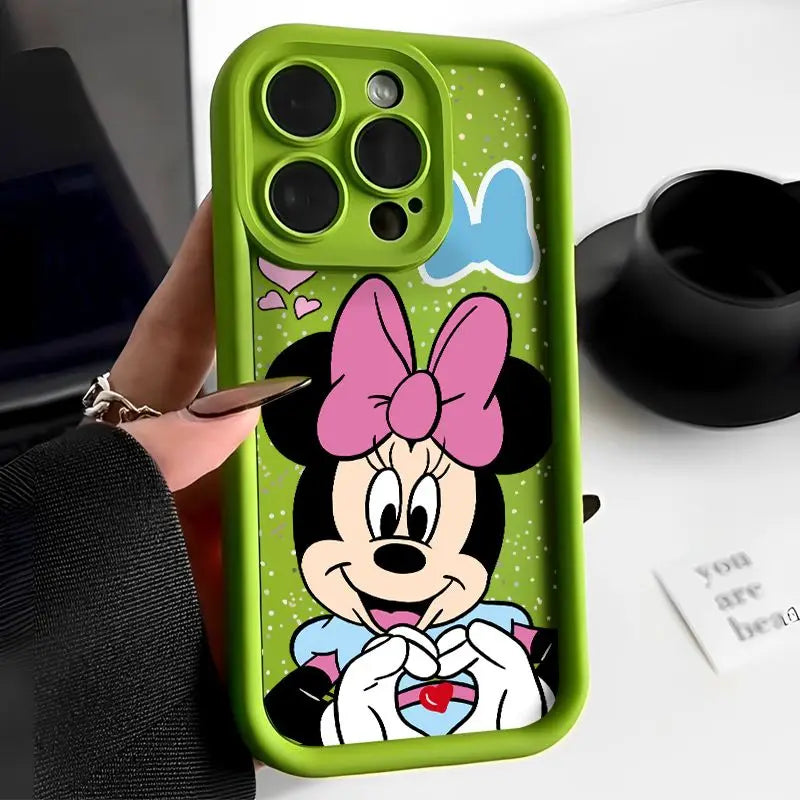 Disneys Mickeys Minnies Mouses Finger Heart Phone Case For iPhone 1615 14 13 12 11ProMax 78Plus XRXSMAX MINI Y2K Cute Back Cover