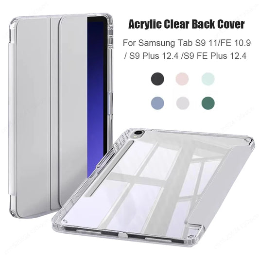 For Samsung Tab S7 S8 S9 11 FE 10.9 Plus S10 12.4 inch Case Magnetic Smart Cover For Tab A9 8.7" Plus 11" A8 Pencil Holder Funda