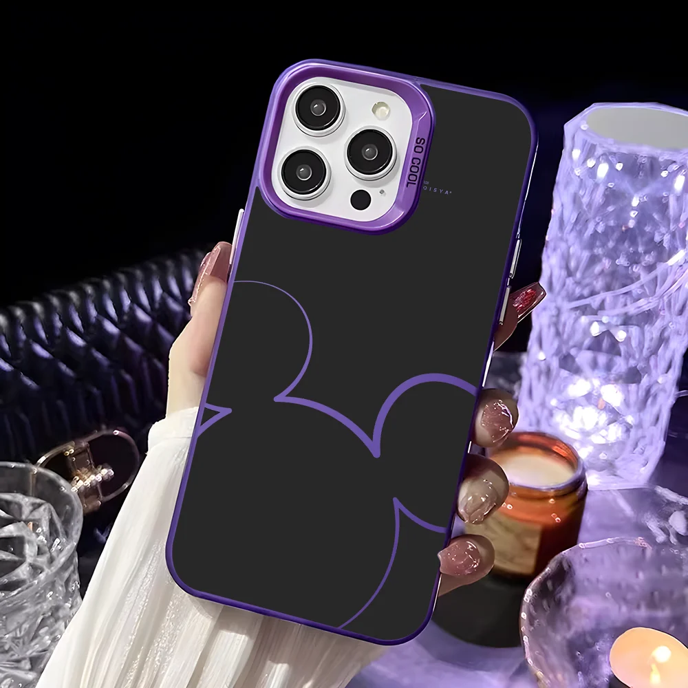 Mickeys Minnies Couple Phone Case For IPhone 16 15 14 13 12 11 Pro Max White Purple Matte Ultra-thin Soft Candy Abrazine Funda