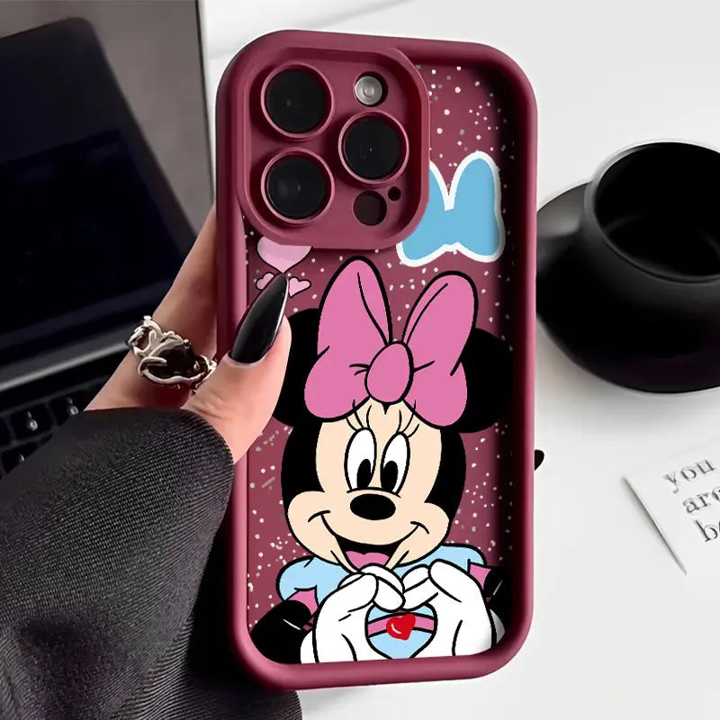 Disneys Mickeys Minnies Mouses Finger Heart Phone Case For iPhone 1615 14 13 12 11ProMax 78Plus XRXSMAX MINI Y2K Cute Back Cover