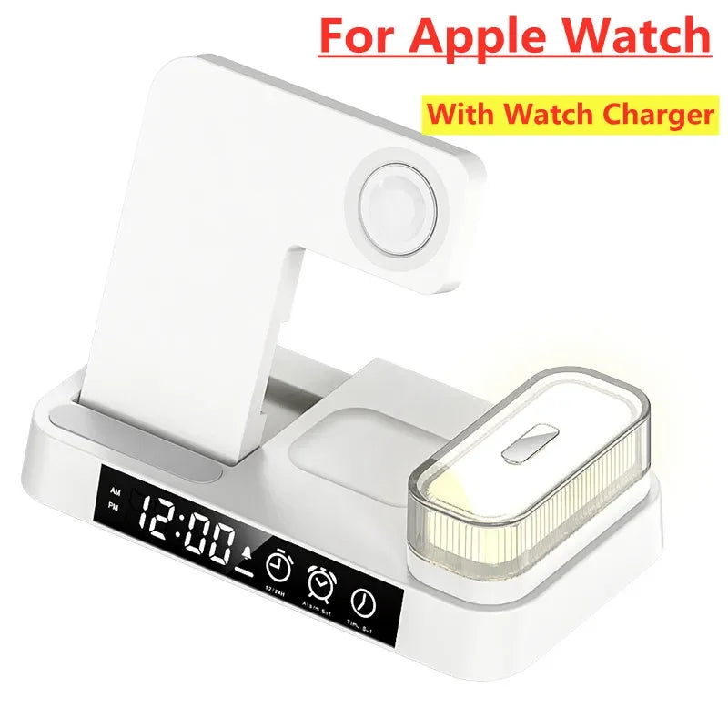 30W 3 In 1 Wireless Charger Stand Pad Alarm Clock Night Light Fast Charging Station Dock for iPhone