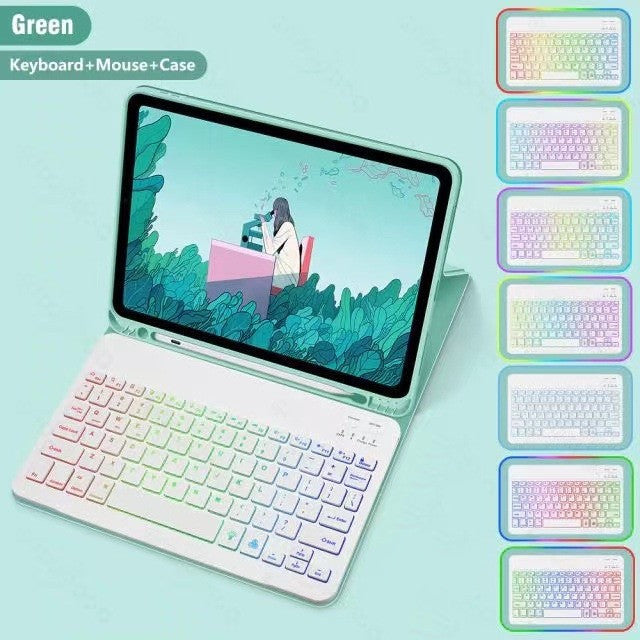 Ipad Protective Case Luminous Bluetooth Keyboard Leather Sheath