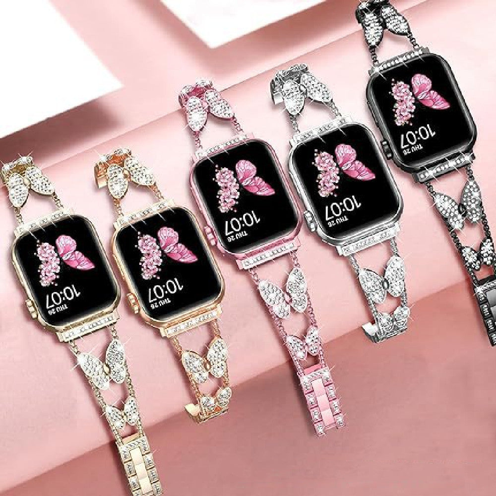 Metal Diamond Butterfly Watch Band