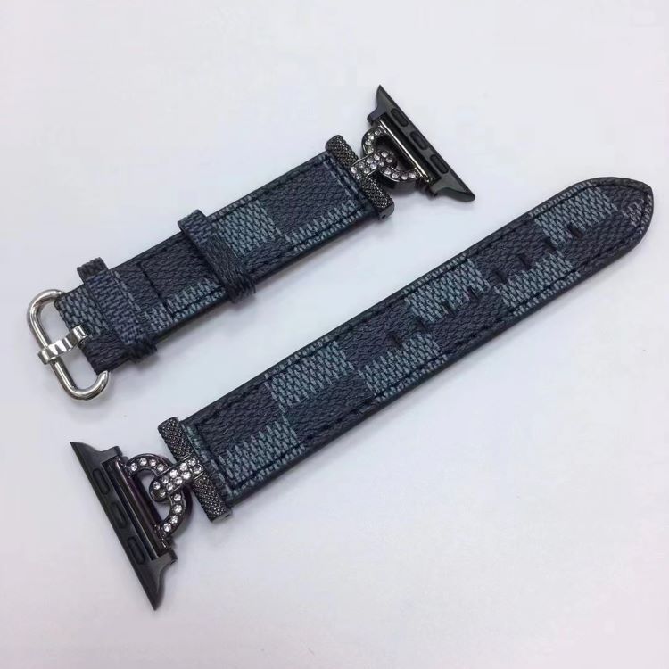 Diamond-encrusted Leather Watch Band