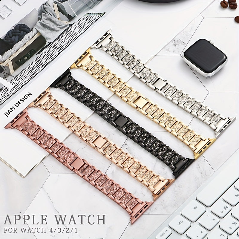 Metal Diamond-encrusted Watch Band