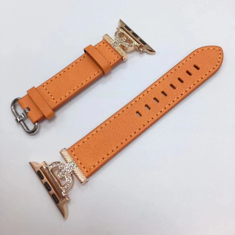 Diamond-encrusted Leather Watch Band