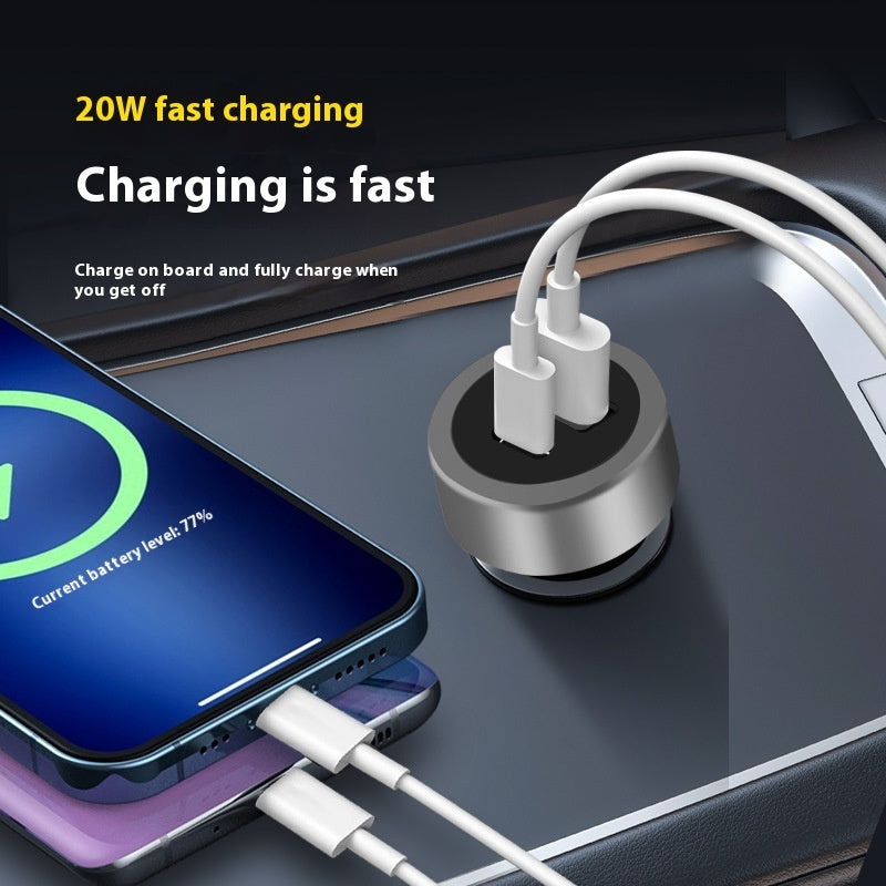 Car Phone Charger Fast Charge PD Car Charger Mini Metal Car Cigarette Lighter